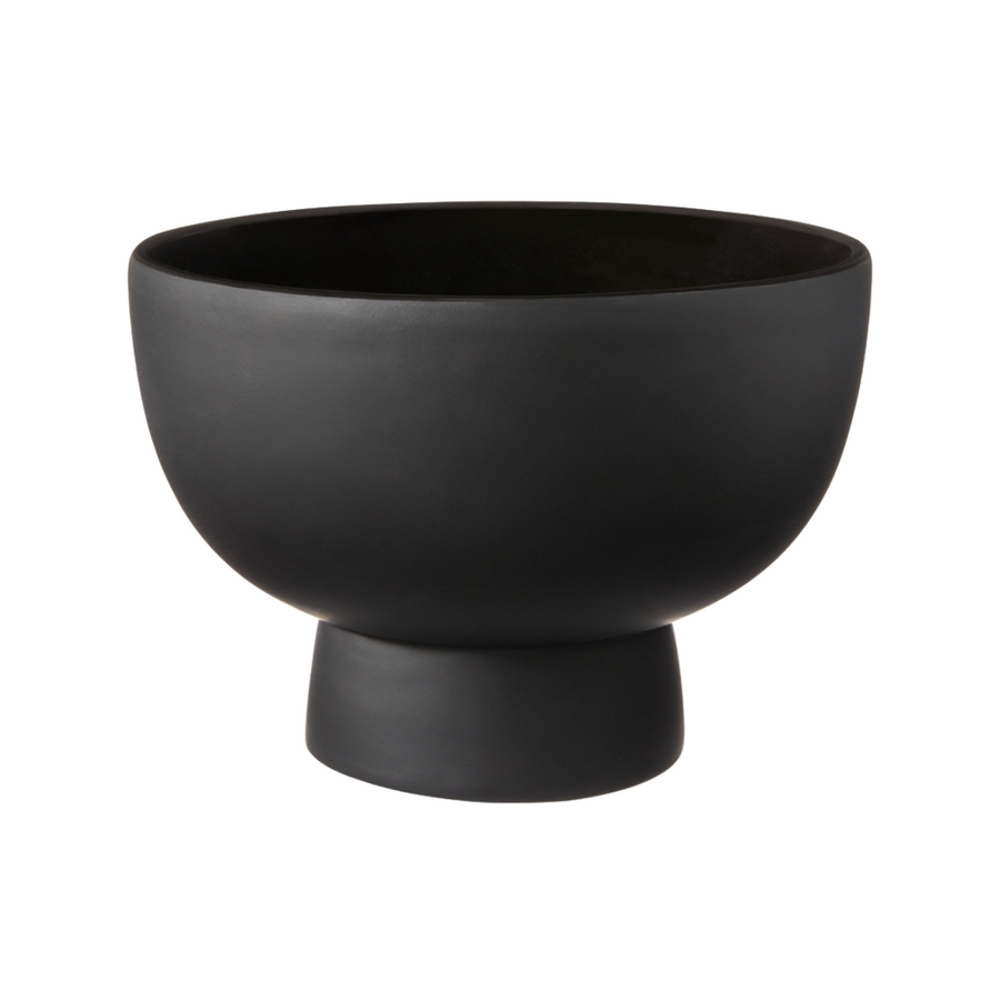Black Matte Pedestal Round Bowl