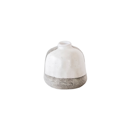 Stone With White Painted Top Vase Small