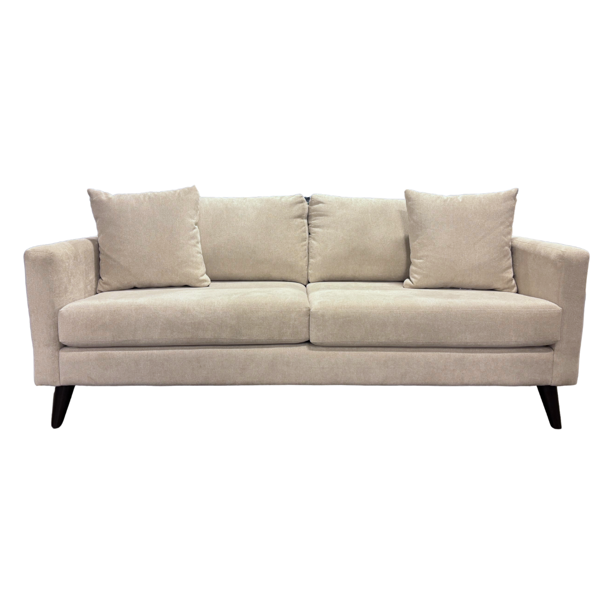 Beige Fabric w/Black Legs Sofa 78"