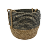 Basket - Woven Grass w/navy Stripe