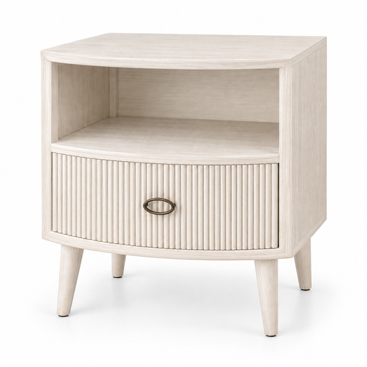 Side Table - Ivory Fluted Nightstand