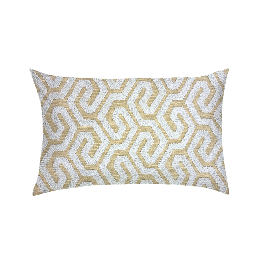 14x24 Yellow With Off-white Interlocking Geometric Motif