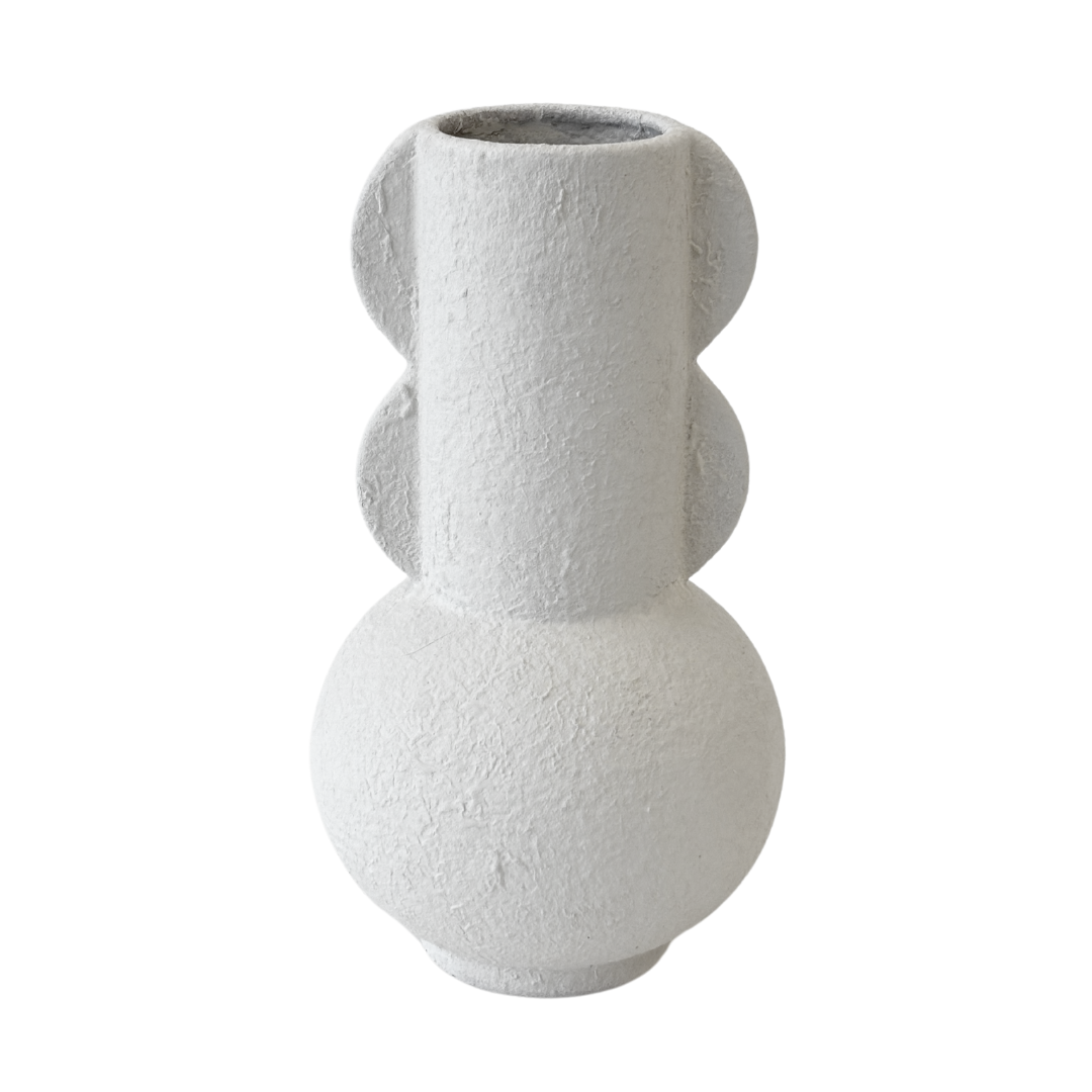 Winged White Ceramic Vase