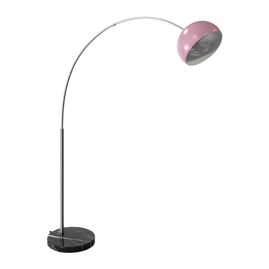 Pink Arched Floor Lamp with Black Marble Base