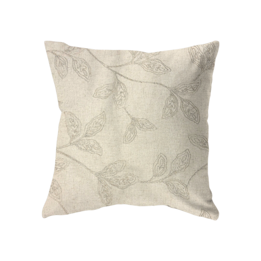 22x22 Cream w/Textured Embroidered Leaves