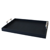 Tray - Blue Leather Tray w/ Handles