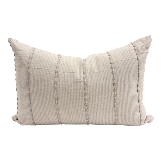 21x13 Pre-Stuffed Natural Textured Pillow with Vertical Stitched Stripes