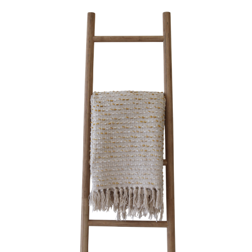Throw - Cream & Gold Knit w/Fringe