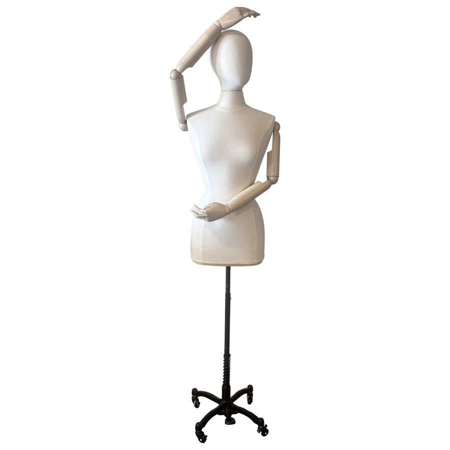 Female Mannequin with Metal Rolling Base