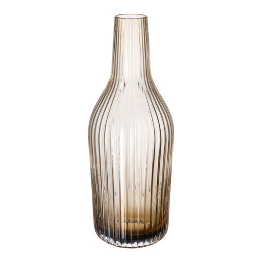 Ribbed Light Brown Glass Vase