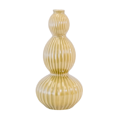 Yellow Ribbed Multi Contour Vase