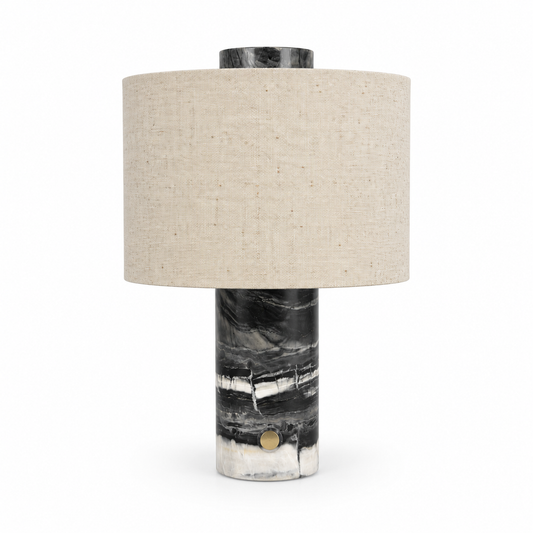 Table Lamp - Black Marble Cylinder