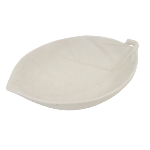 Leaf Detailed Matte White Bowl