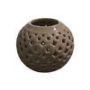 Round Taupe Candle Holder w/Cutouts