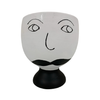 White Pot with Face and Moustache