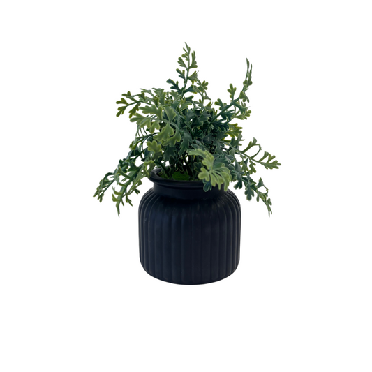 Faux Plant with Black Ceramic Pot