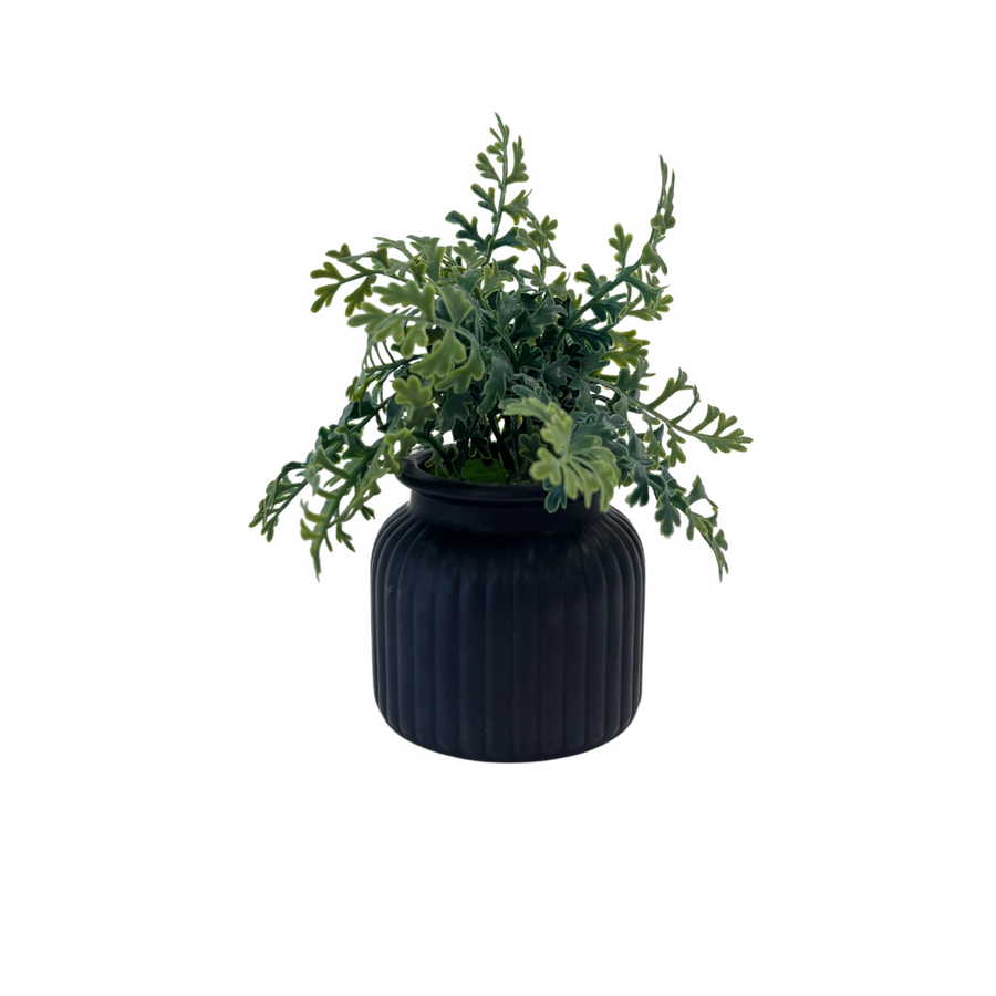 Faux Plant with Black Ceramic Pot