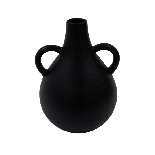 Matte Black Drop Vase with Handles