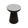 White Marble Round Side Table With Matte Black Metal Base Large
