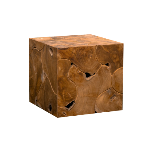 Teak Cube Side Table