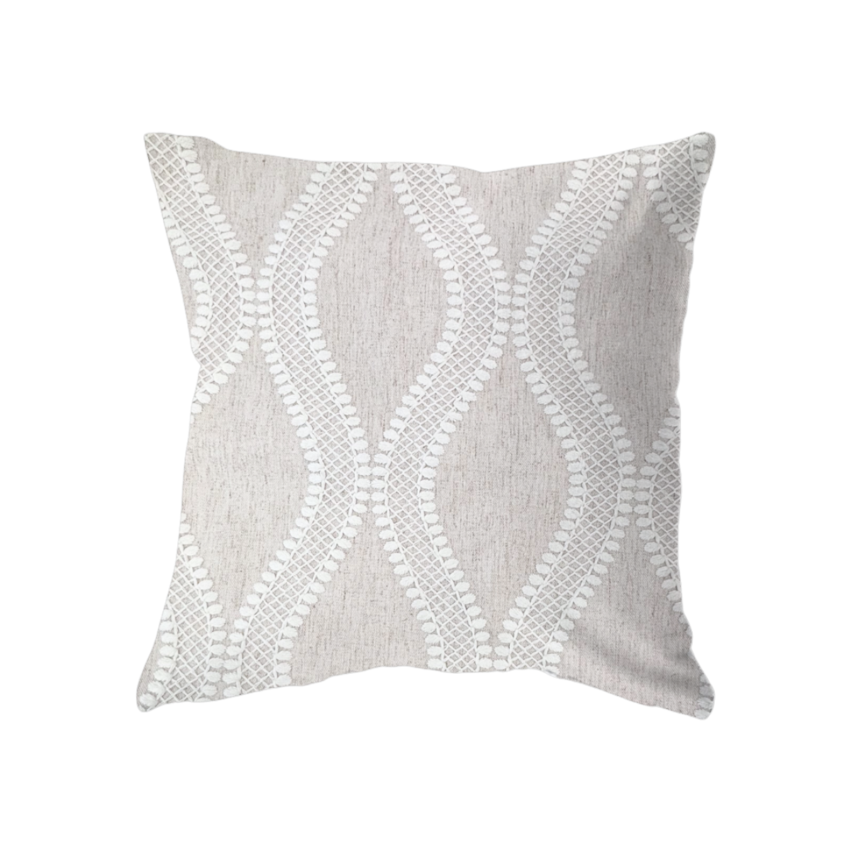 18x18 Cream with White Spiral Pattern