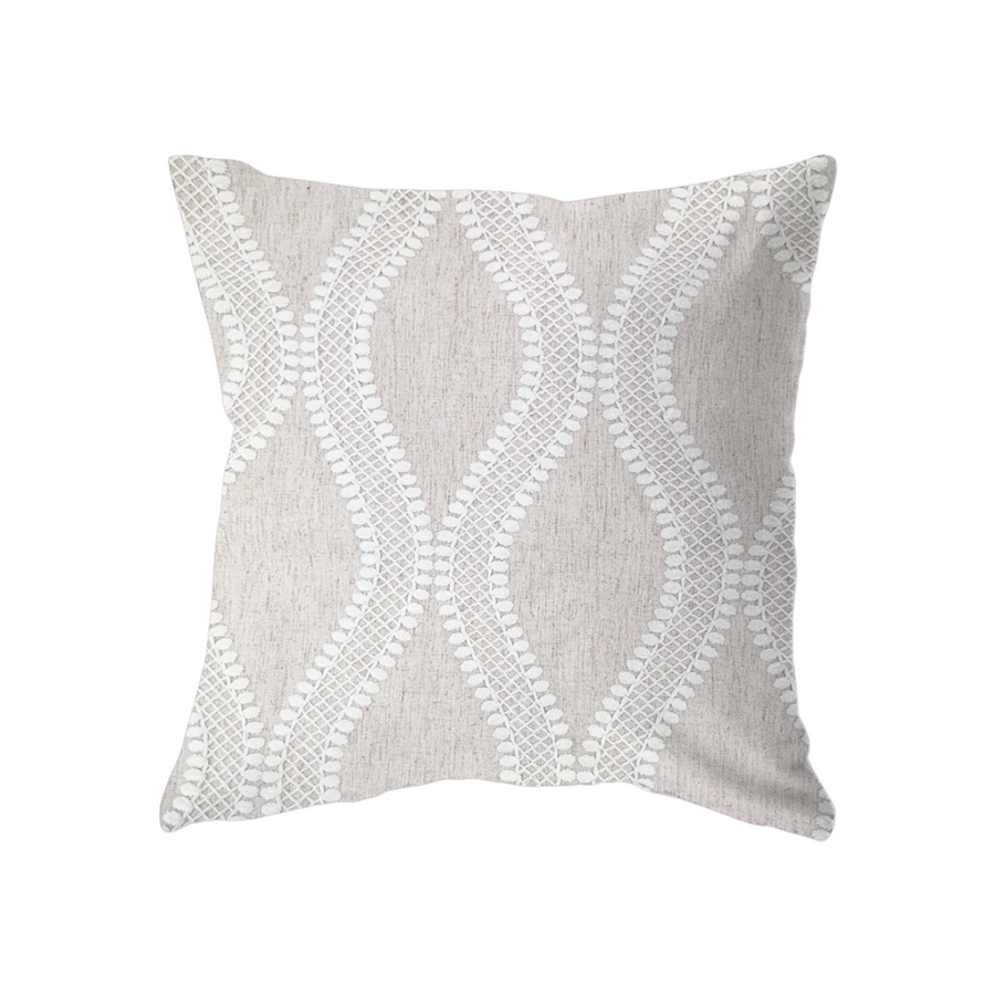 18x18 Cream with White Spiral Pattern