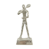 Silver Chrome Man Playing Tennis Sculpture