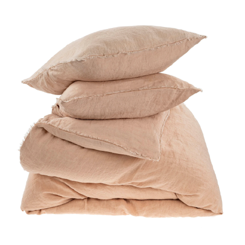 Lina Linen Queen Peony Duvet Set