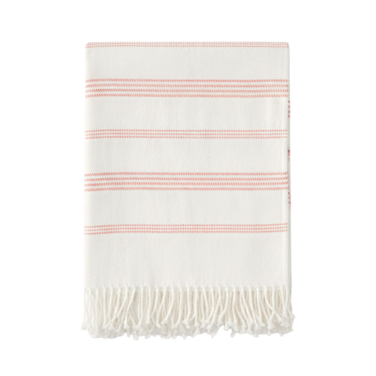 White Red Stripes Throw With Fringe