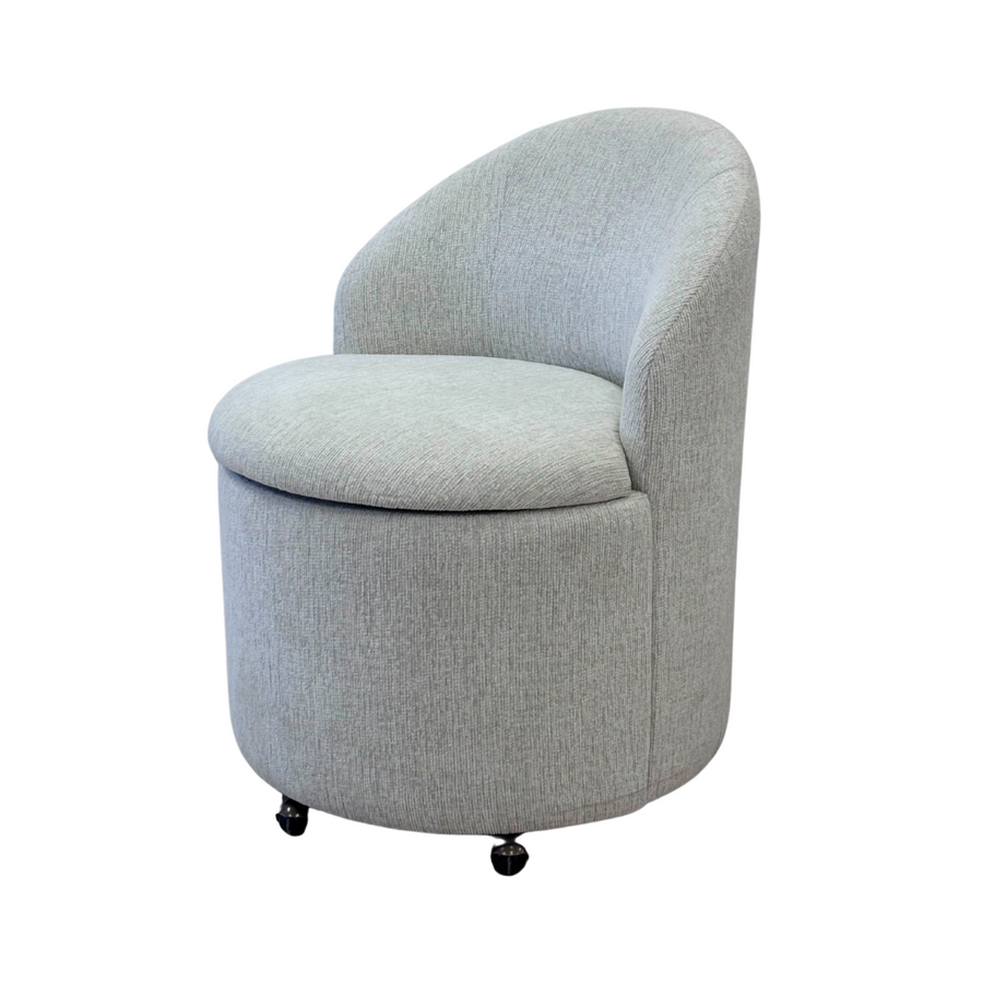 Cream Fabric Armless Accent Chair with Wheels