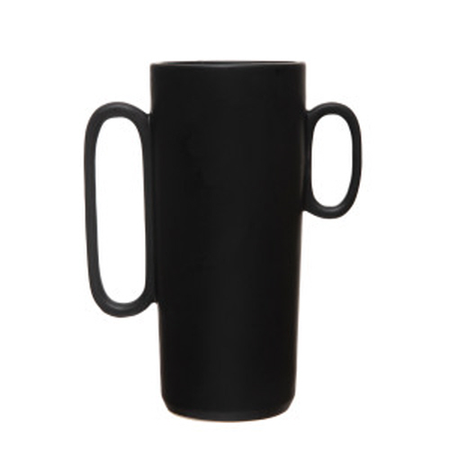 Vase - Stoneware Black w/ Asymmetrical Handles