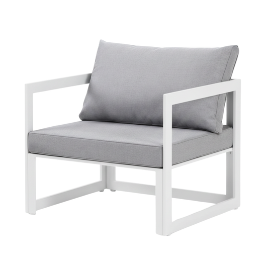 Outdoor Arm Chair - White Frame w/ Grey Cushions