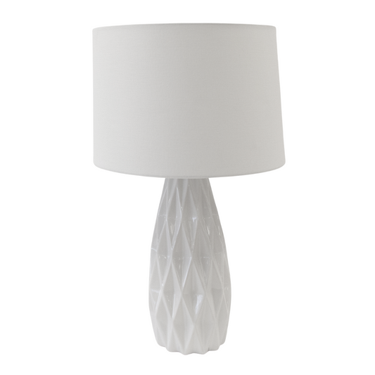 White Ceramic Diamond Pattern Table Lamp