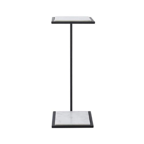 Danica White Marble Side Table w/ Black Legs