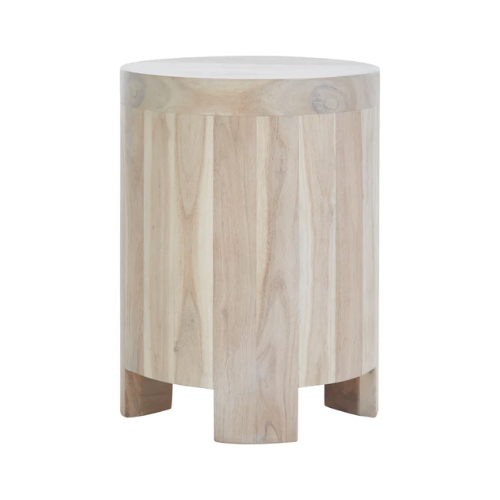 White Washed Acacia Wood Side Table