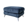 Blue Velvet Ottoman With Metal Legs