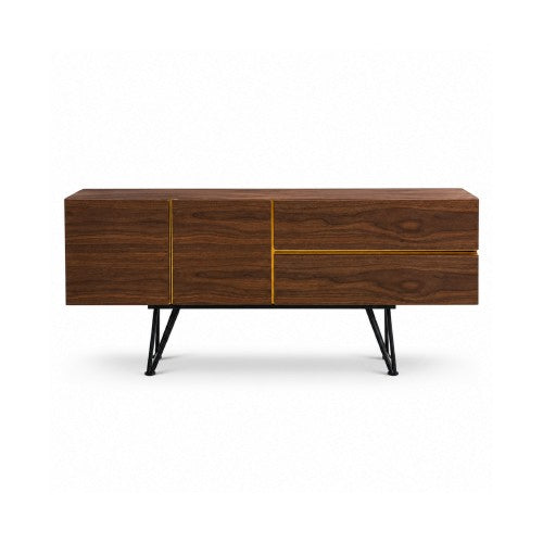 Walnut Veneer Media Console Credenza
