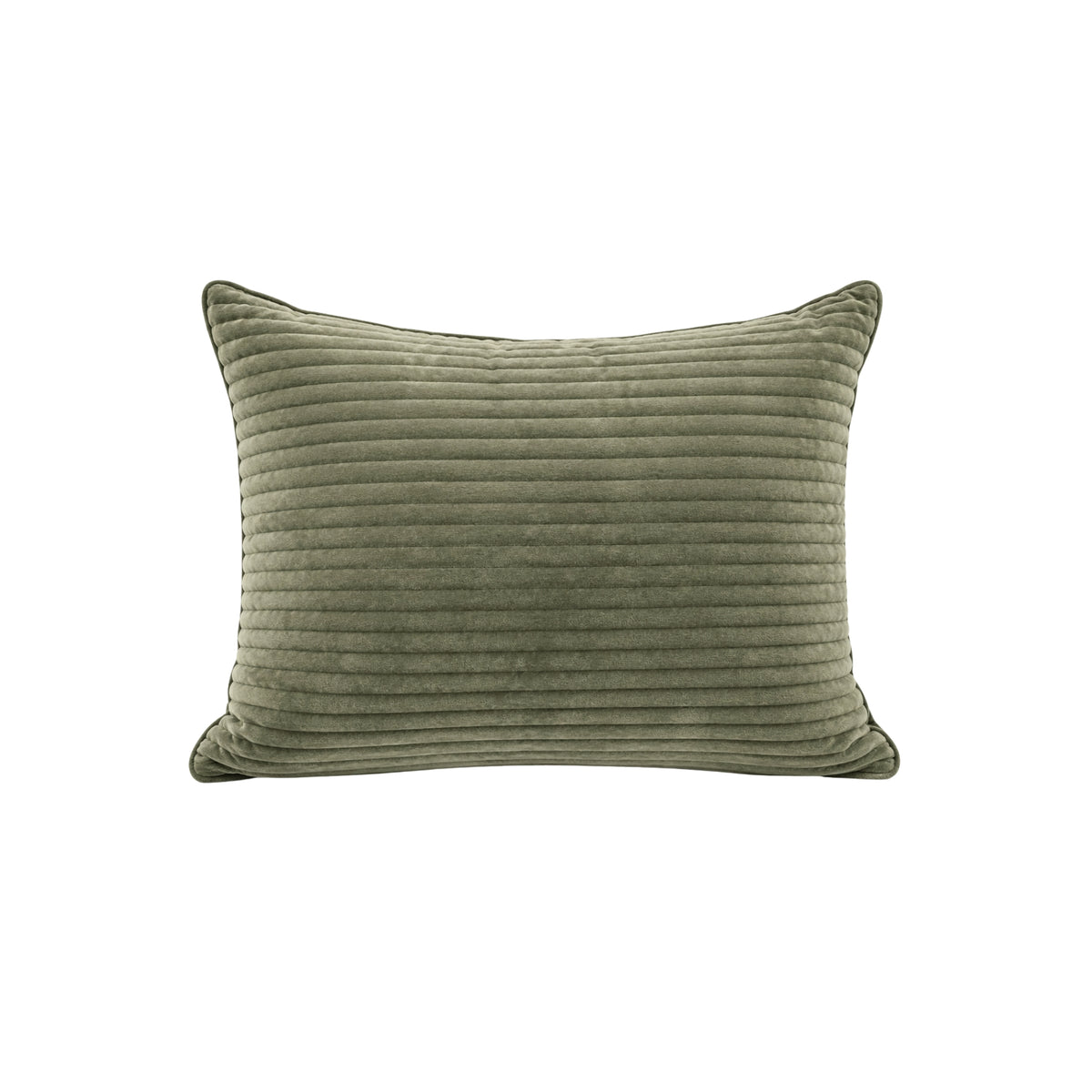 12x16 Ribbed Olive Green Velvet Pillow