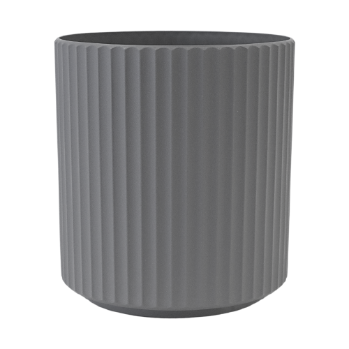 Medium Grey Ribbed Demi Planter