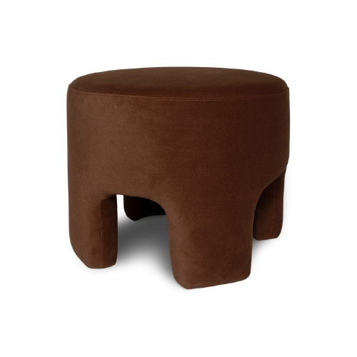 Round Ottoman Ginger Velvet Chestnut
