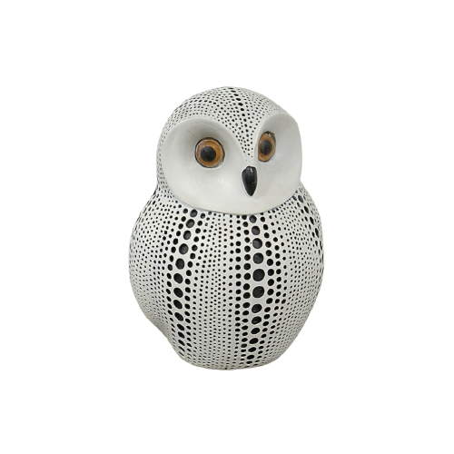 White Spotted Owl Sculpture