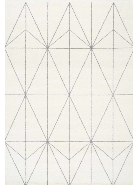 Cream Grey Geometric Diamonds Rug