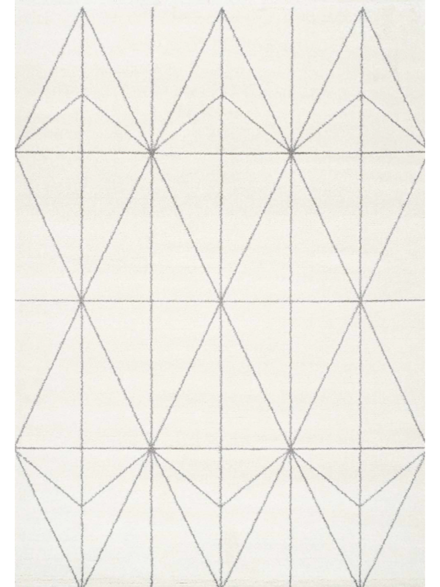 Cream Grey Geometric Diamonds Rug
