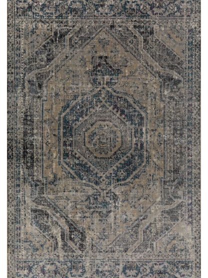 Vintage Rug w/ Black and Taupe Pattern