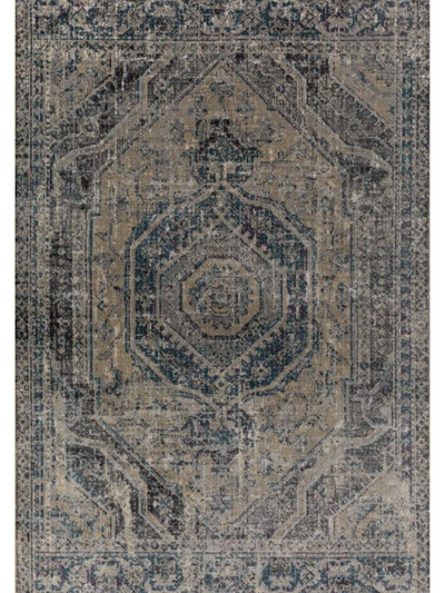 Vintage Rug w/ Black and Taupe Pattern