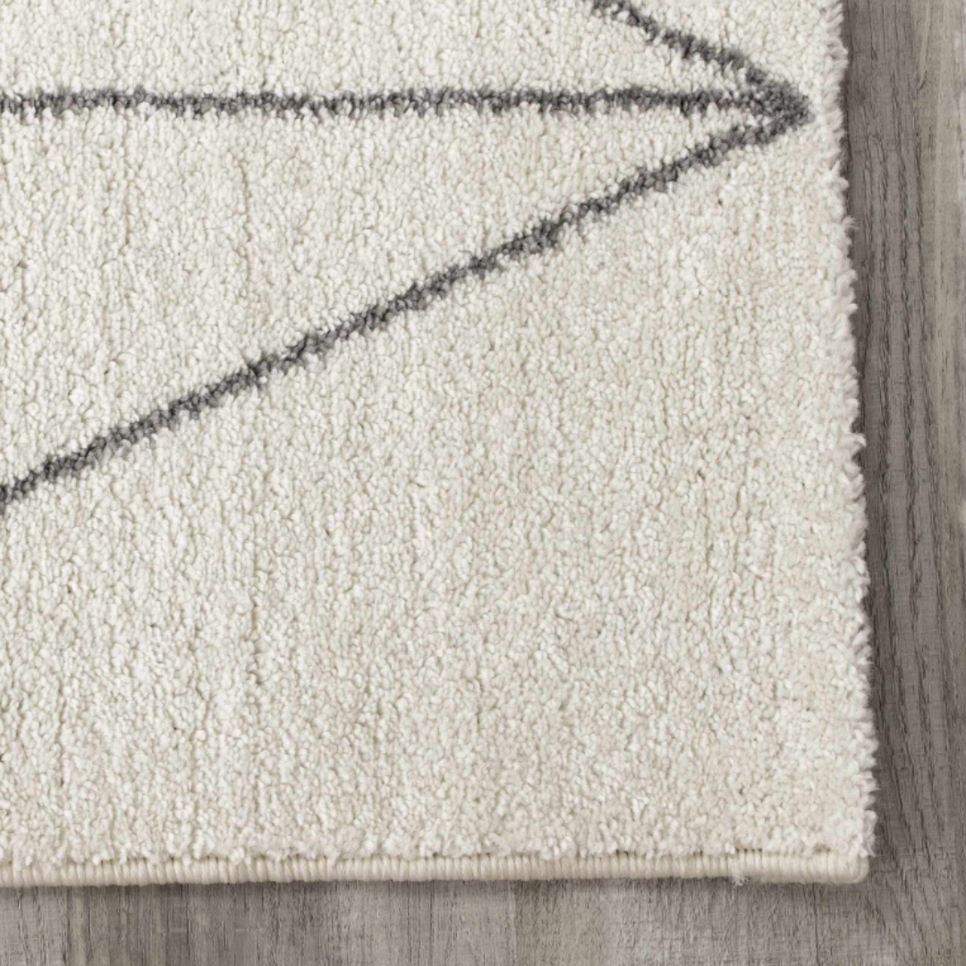 Cream Grey Geometric Diamonds Rug