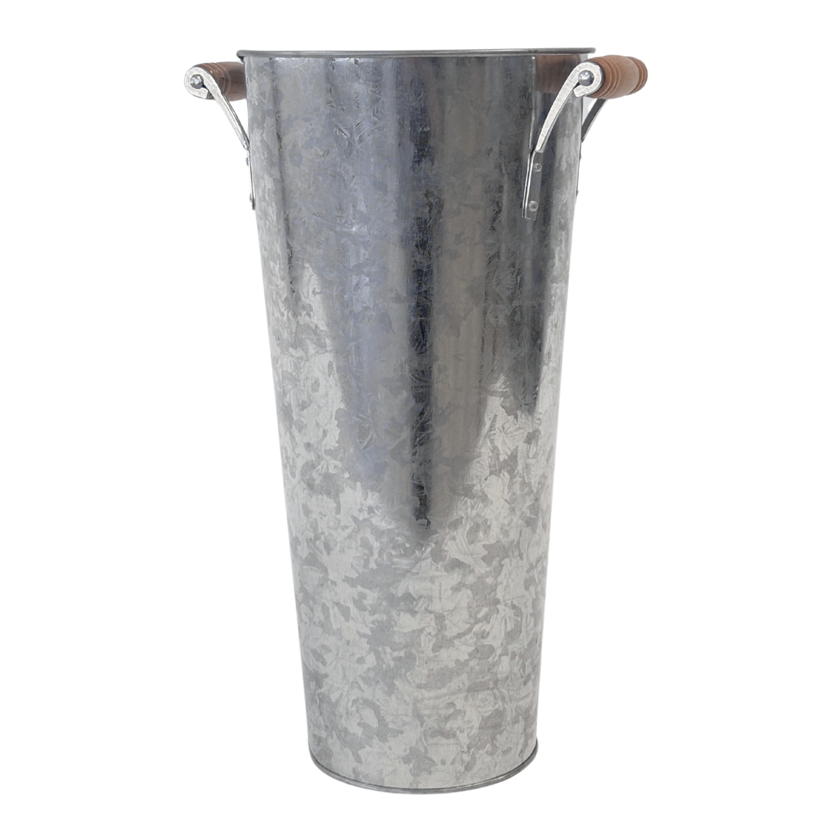 Tall Tin Bucket With Wood Handles