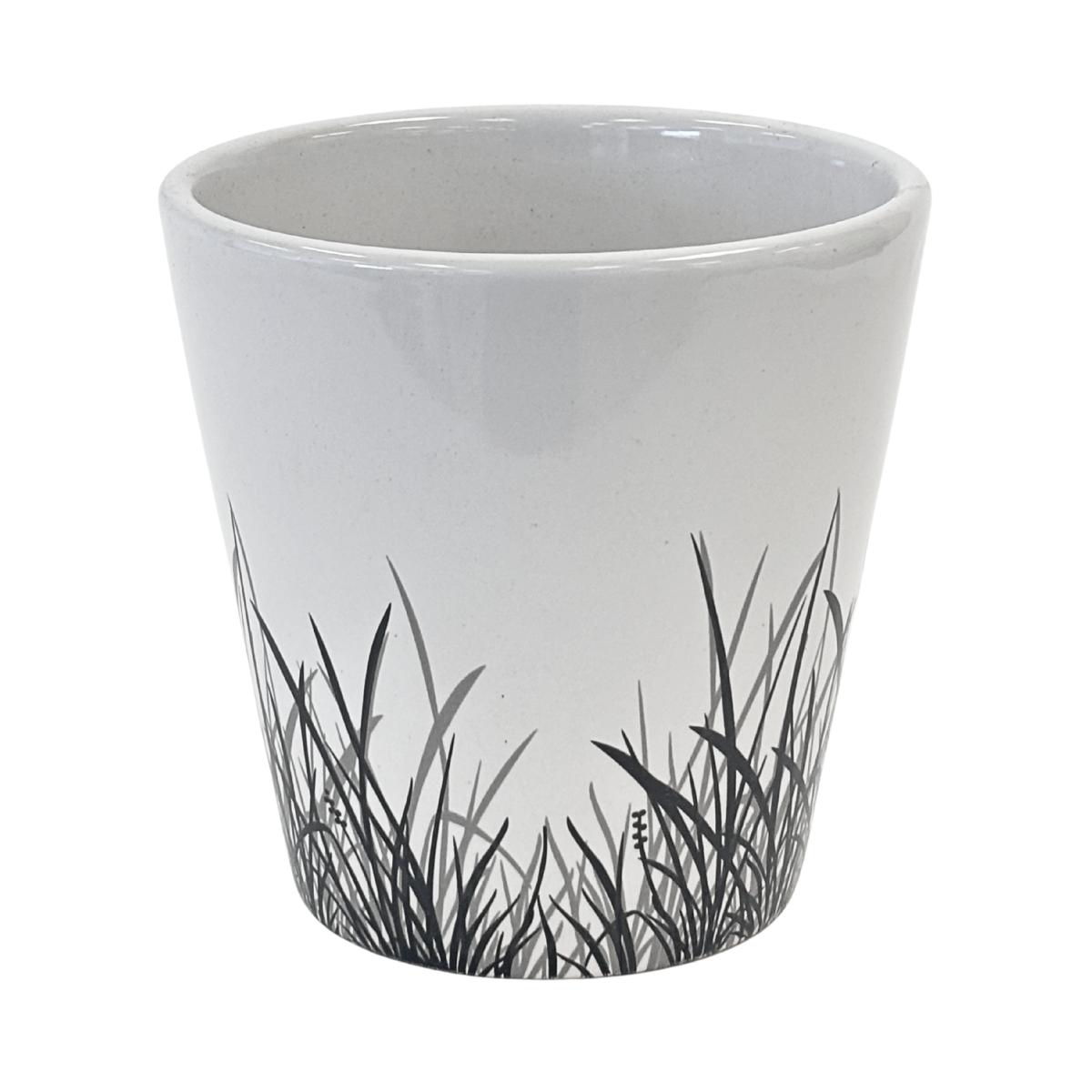 White with Black and Grey Grass Planter
