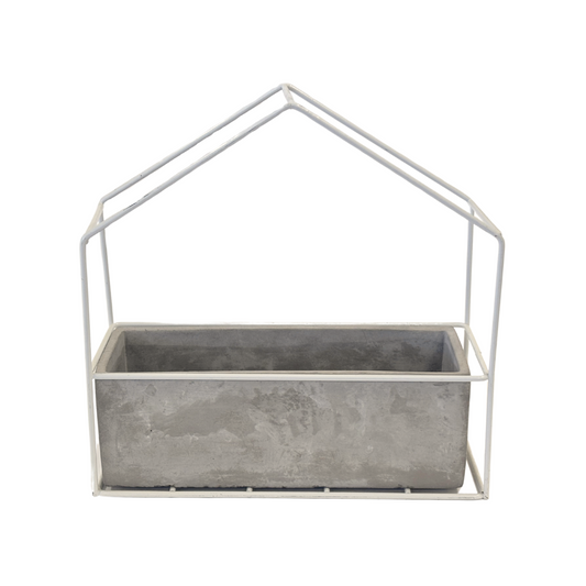 White House Frame With Concrete Pot Large