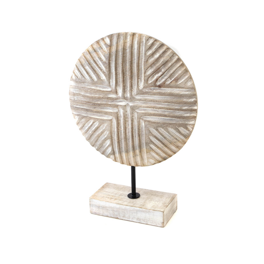 White Wash Wooden Round
